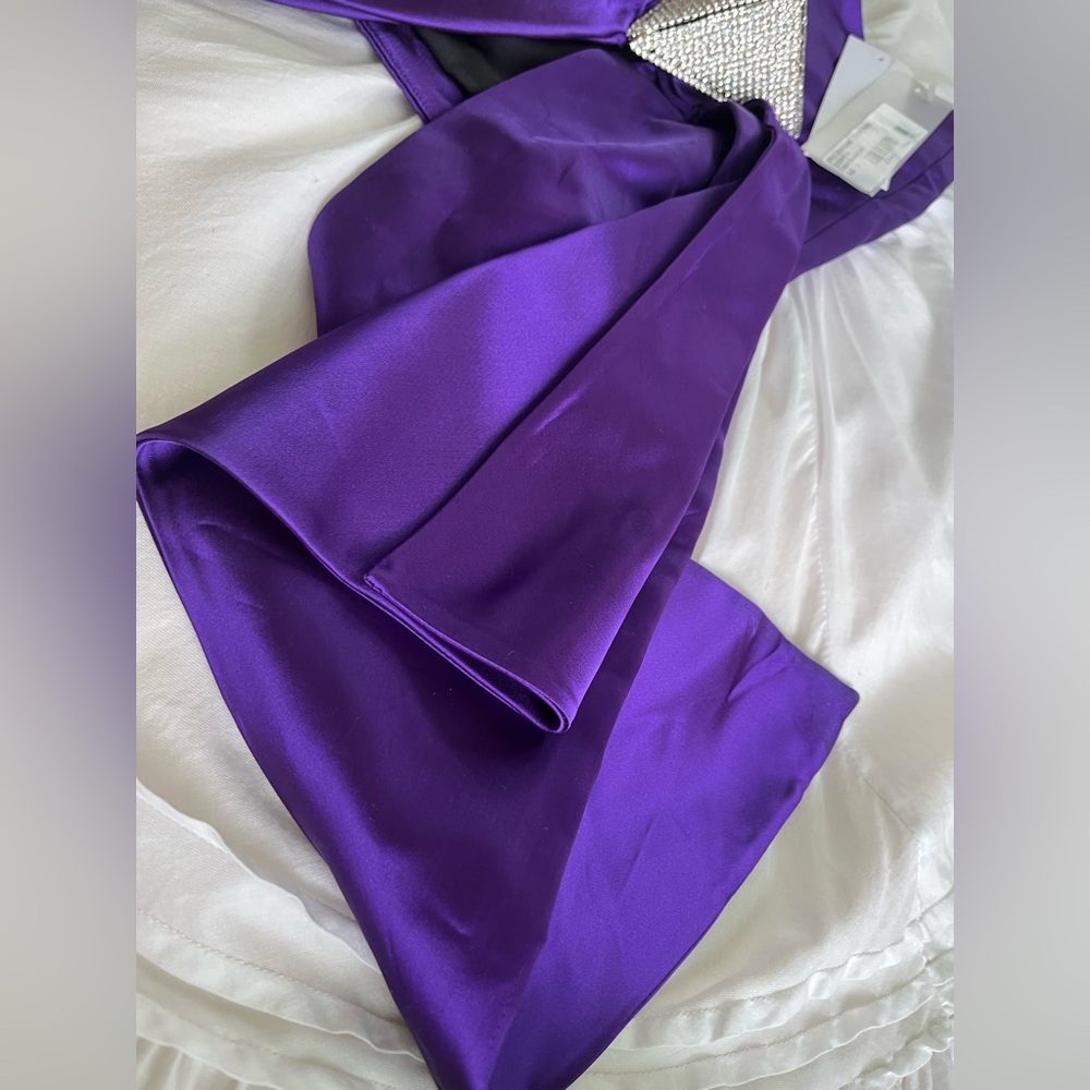 AREA Draped Bow Mini Skirt In Purple - Picture 3 of 14